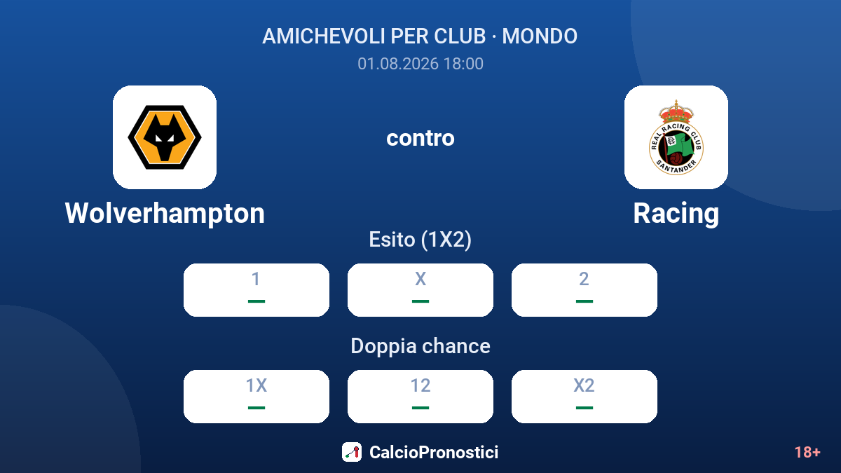 Wolverhampton contro Racing — quote