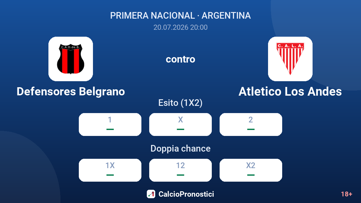 Defensores Belgrano contro Atletico Los Andes — quote