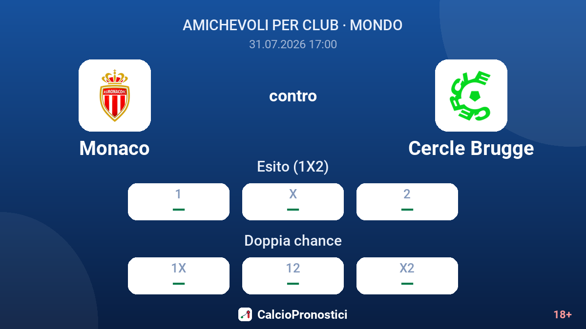 Monaco contro Cercle Brugge — quote