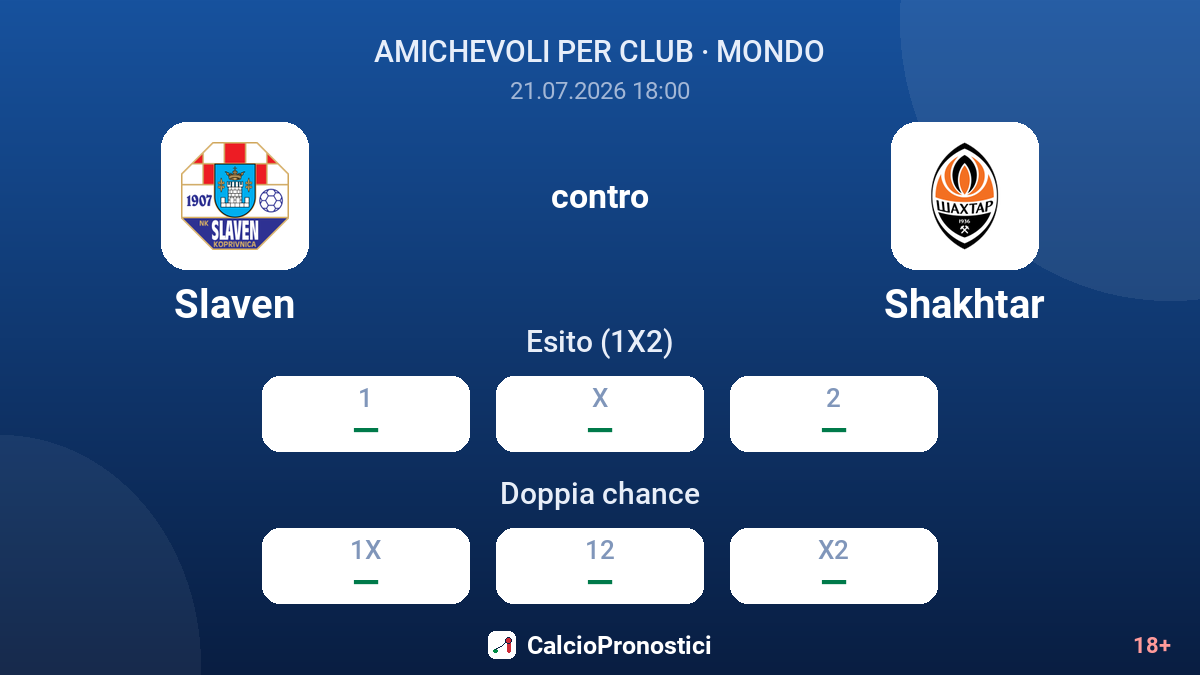 Slaven contro Shakhtar — quote